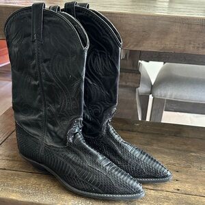 Black Lizard Vintage Cowboy Boots